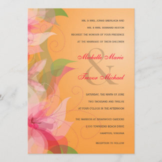 Tangerine Floral Fall Wedding Invitations Kaart