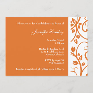 Tangerine Floral Vine Bridal Shower Kaart