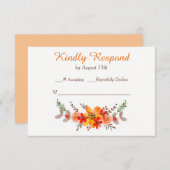 Tangerine Floral Wreath Wedding RSVP (Voorkant / Achterkant)