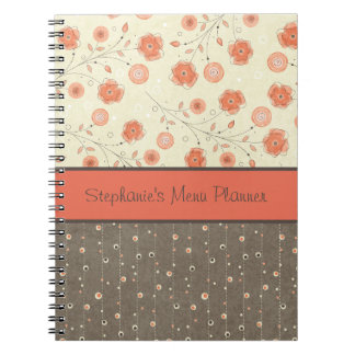 Tangerine Grijze Bloemen Aangepast Notitieboek