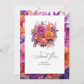 Tangerine, Hot-Pink & Royal Paarse bloemenbruiloft Bedankkaart (Voorkant)