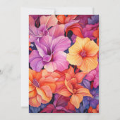 Tangerine, Hot-Pink & Royal Paarse bloemenbruiloft Kaart (Achterkant)