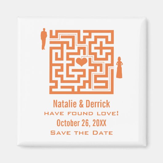 Tangerine Love Maze Save the Date Magnet (Devant)