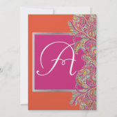 Tangerine marocaine & Fuchsia Mariage Invitations (Dos)