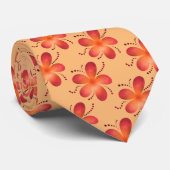 Tangerine Modern Bloempatroon Stropdas (Opgerold)