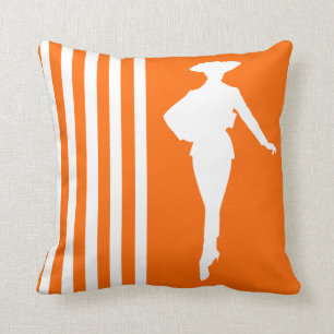 Tangerine Moderne Stripes met Mode Silhouette Kussen