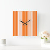 Tangerine Moderne Stripes Vierkante Klok (Huis)