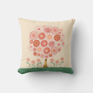 Tangerine Orange Blossom Tree Coussin d'Art origin