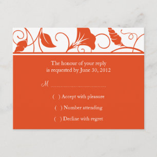 Tangerine Orange Floral Wedding RSVP / Cartes de r
