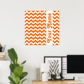 Tangerine Safari Chevron met aangepaste tekst Poster (Thuiskantoor)