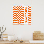 Tangerine Safari Chevron met aangepaste tekst Poster (Keuken)