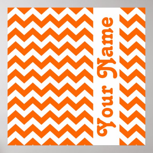 Tangerine Safari Chevron met aangepaste tekst Poster (Voorkant)