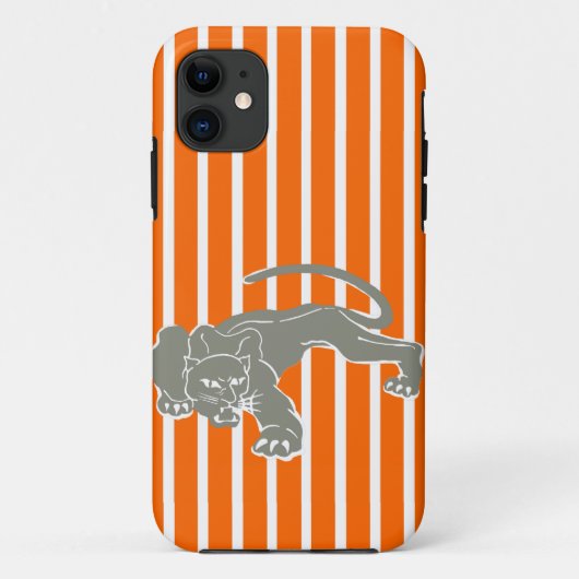 Tangerine Safari Stripe met luipaard Case-Mate iPhone Case (Achterkant)