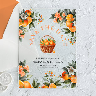 Tangerine Sinaasappel Citrus Wedding Save the Date Acryl Uitnodigingen