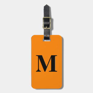 Tangerine Sinaasappel Zwart Monogrammen Naam Gift Bagagelabel