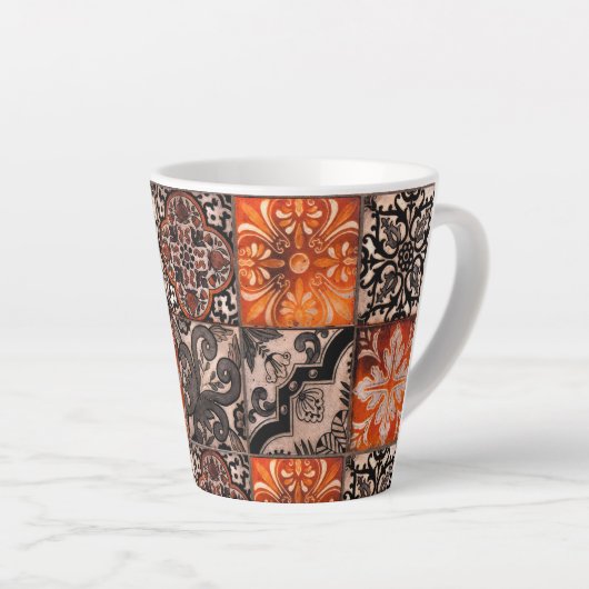 Tangerine Tegel Latte Mok (Rechterhoek)