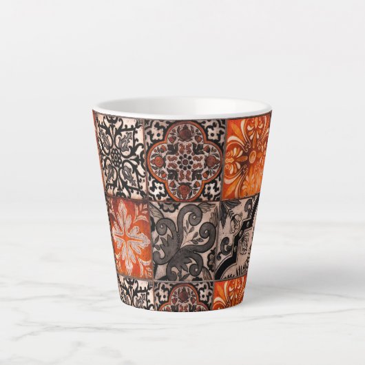 Tangerine Tegel Latte Mok (Voorkant)