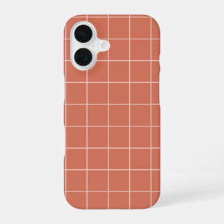 Tangerine Terracotta Ruitjespatroon iPhone 16 Hoesje