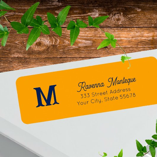 Tangerine Trendy Personalized Monogram Letter Name Etiket