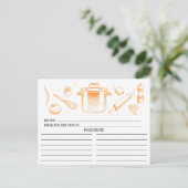 Tangerine Verketched Kitchen Tools Recipcards Briefkaart (Staand voorkant)