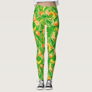 Tangerines, bananen en tropische bladeren leggings