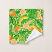Tangerines, bananes et feuilles tropicaux (Gant de toilette)