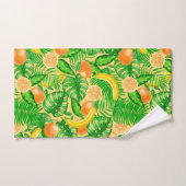 Tangerines, bananes et feuilles tropicaux (Serviette à main)