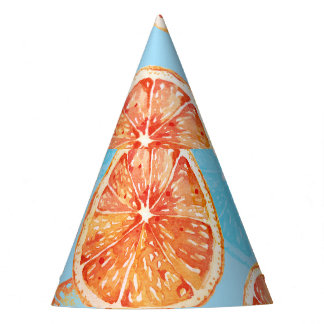 Tangerines Waterverf: Blauw Luxe Stof Feesthoedjes