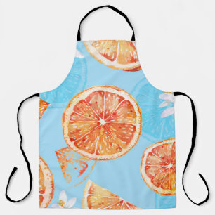 Tangerines Waterverf: Blauw Luxe Stof Schort
