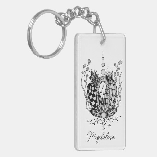 Tangle Art: Florales Design, Ovale - Sleutelhanger (Voorkant Links)