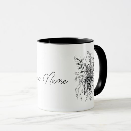 Tangle Blume gezeichnet -  Mok (Voorkant rechts)