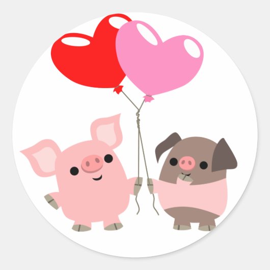 Tangled Hearts (Cartoon Pigs) sticker (Voorkant)