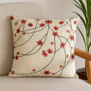 Tangled in Bloom Crimson Red Warm Vanilla Kussen
