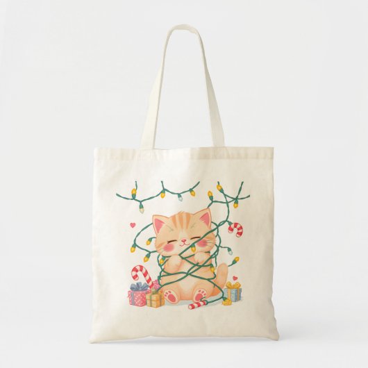 Tangled Kitten Christmas Tote Bag (Devant)