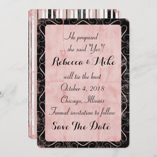 Tangled Roze sparen de Datum Save The Date (Voorkant / Achterkant)