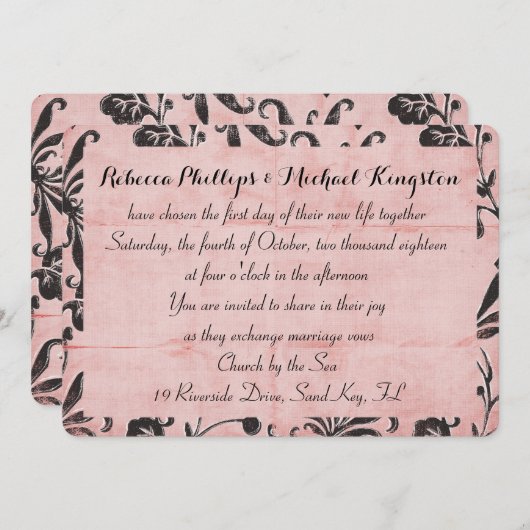 Tangled roze uitnodiging (Voorkant / Achterkant)