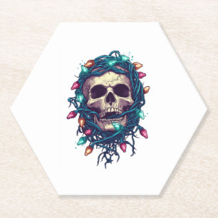 Tangled Skullmas � Funny Xmas Skeleton Kartonnen Onderzetters