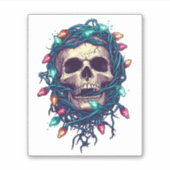 Tangled Skullmas � Funny Xmas Skeleton Sticker (Voorkant)