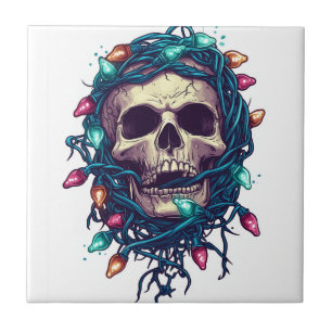 Tangled Skullmas � Grappige Kerst Skelet Tegeltje