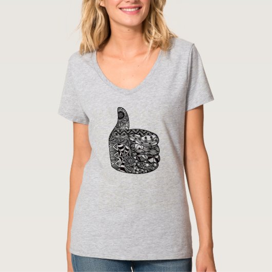 Tangled Sun T-Shirt - grijs v-nek (Voorkant)