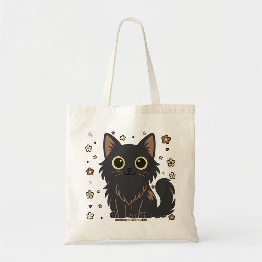 Tangled Tina Floral Cat Tote Bag (Voorkant)