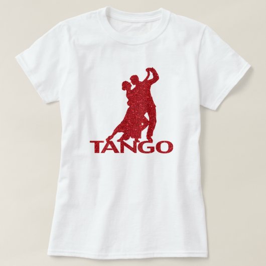Tango Ballroom Silhouette Red Faux Glitter T-shirt (Design voorkant)