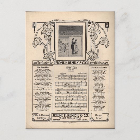 Tango-blademuziek Briefkaart (Voorkant)