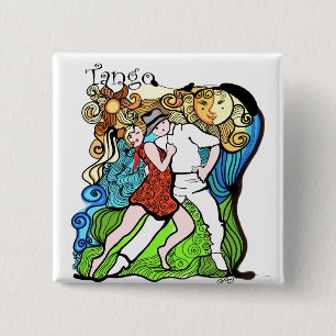 Tango Dance - Twee kleine Tangueros Vierkante Button 5,1 Cm