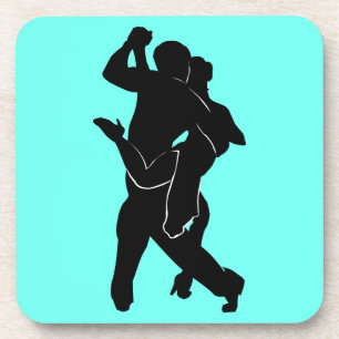 Tango Dancers Couple Turquoise Onderzetter Uw kleu