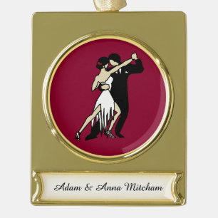 Tango Dancers in  stijl Verguld Banner Ornament