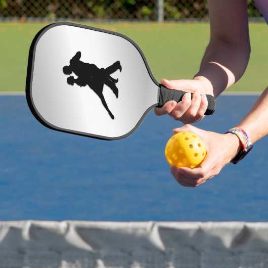 Tango Dancers Silhouette 2 Silver Pickleball Paddle (Insitu)