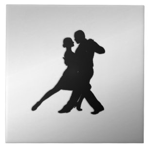 Tango Dancers Silhouette 2 Silver Tegeltje