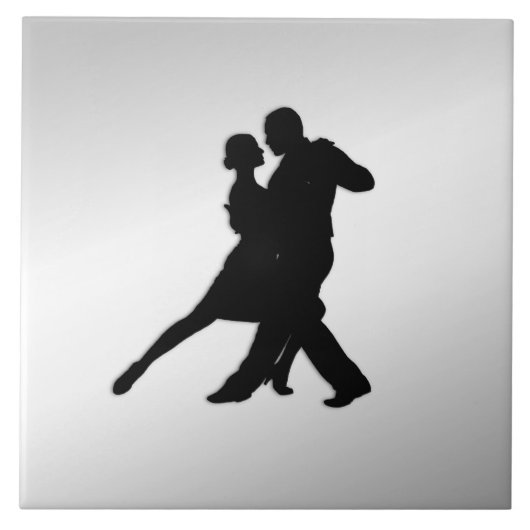 Tango Dancers Silhouette 2 Silver Tegeltje (Voorkant)