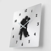 Tango Dancers Silhouette Twelve Numbers Vierkante Klok (Hoek)